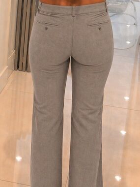 Express Editor Pants Women 2L Brown/Taupe Bootcut Work Trouser Y2K Office